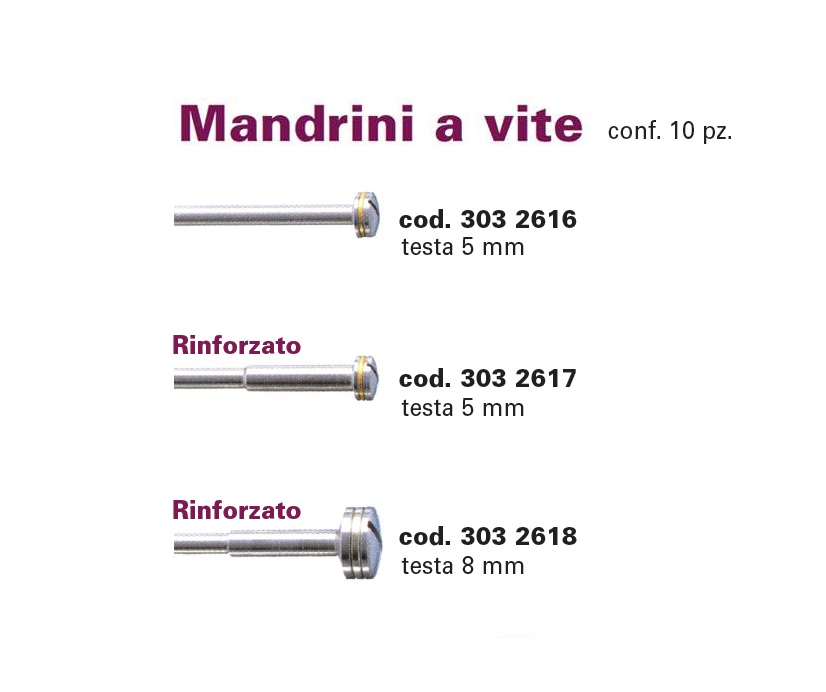 MANDRINI PER DISCHI TESTA 5mm 10pz