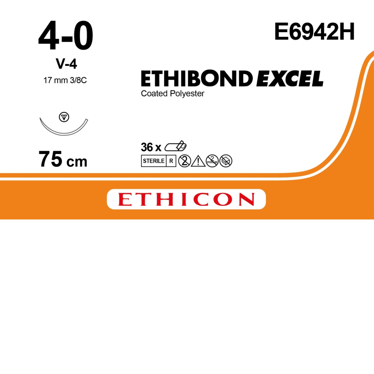 ETHIBOND E6942H, 4/0, AGO 17mm, V-4 3/8 CERCHIO 36pz