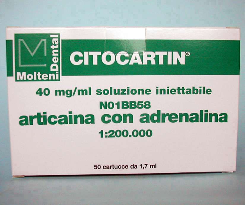 CITOCARTIN - ARTICAINA CON ADRENALINA 40mg/ml 1:200000 AIC 030690022  50x1,7ml